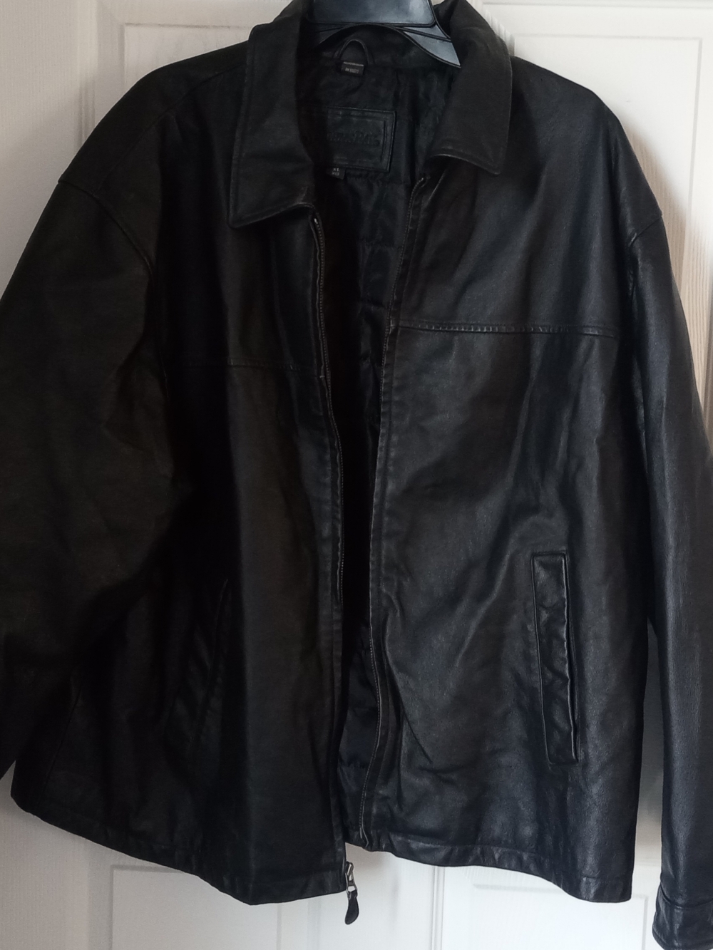 St. John's Bay Black Leather Bomber-Style Jacket